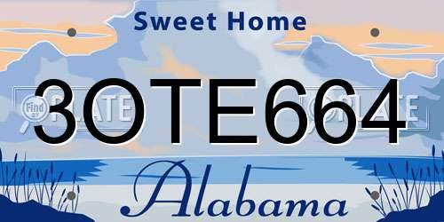 3OTE664 Alabama License Plate
