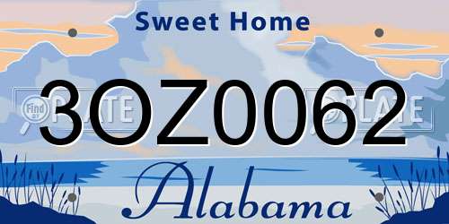3OZ0062 Alabama License Plate