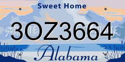 3OZ3664 Alabama License Plate