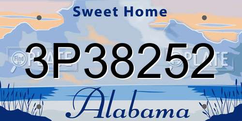 3P38252 Alabama License Plate
