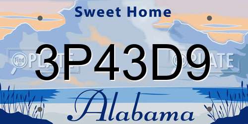 3P43D9 Alabama License Plate