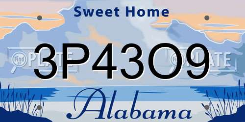 3P43O9 Alabama License Plate
