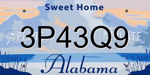 3P43Q9 Alabama License Plate