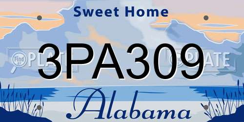 3PA309 Alabama License Plate