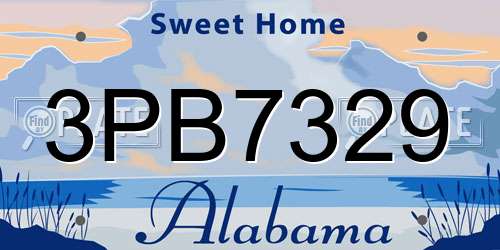 3PB7329 Alabama License Plate