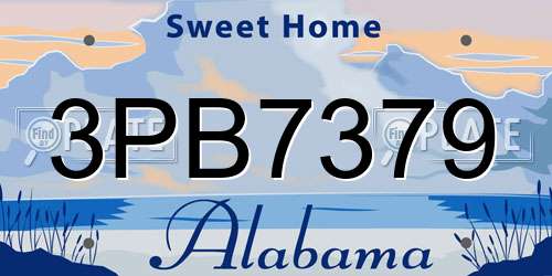 3PB7379 Alabama License Plate