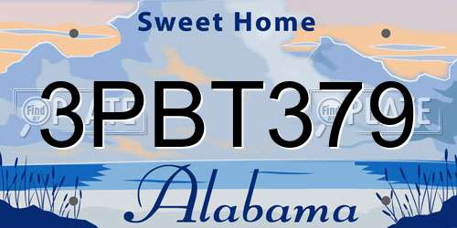 3PBT379 Alabama License Plate