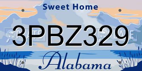 3PBZ329 Alabama License Plate