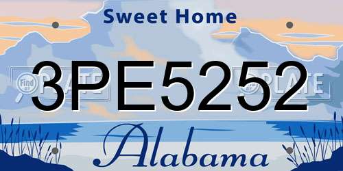 3PE5252 Alabama License Plate