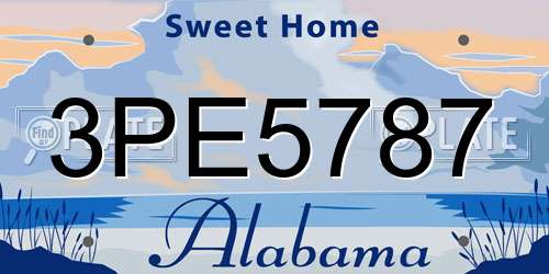 3PE5787 Alabama License Plate