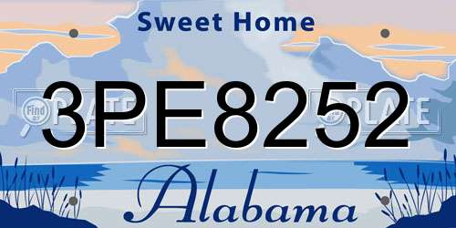 3PE8252 Alabama License Plate