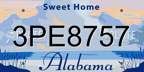 3PE8757 Alabama License Plate