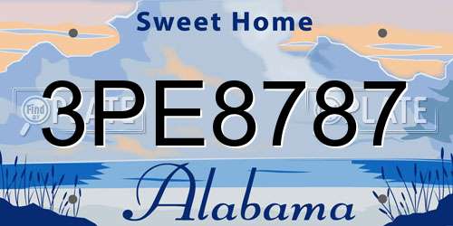 3PE8787 Alabama License Plate