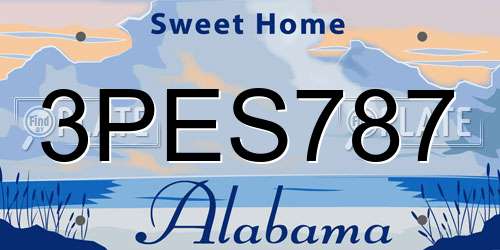 3PES787 Alabama License Plate