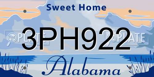 3PH922 Alabama License Plate