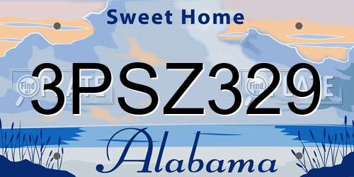 3PSZ329 Alabama License Plate