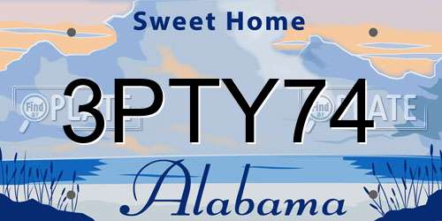 3PTY74 Alabama License Plate