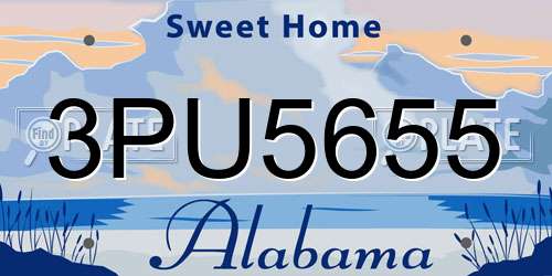 3PU5655 Alabama License Plate