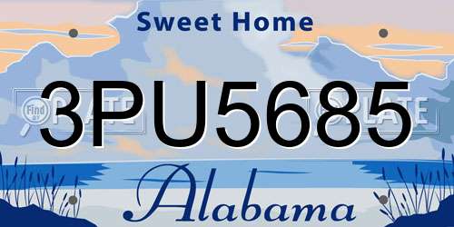 3PU5685 Alabama License Plate