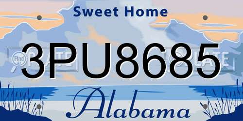 3PU8685 Alabama License Plate