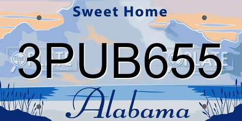 3PUB655 Alabama License Plate