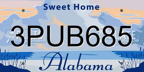 3PUB685 Alabama License Plate