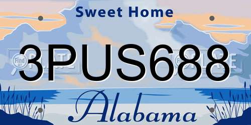 3PUS688 Alabama License Plate