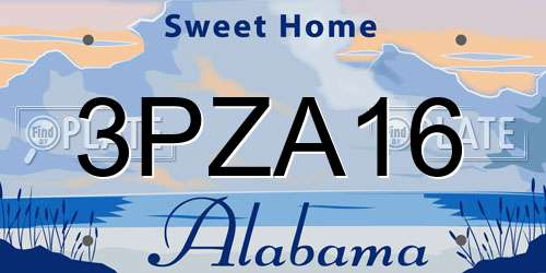 3PZA16 Alabama License Plate