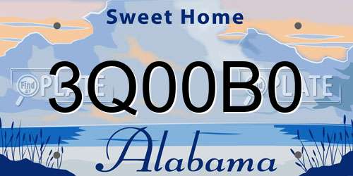 3Q00B0 Alabama License Plate
