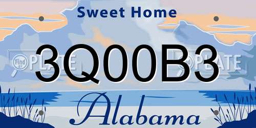 3Q00B3 Alabama License Plate