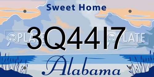 3Q44I7 Alabama License Plate
