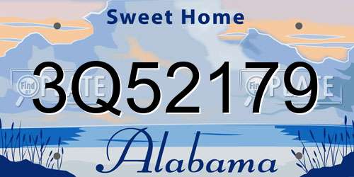 3Q52179 Alabama License Plate