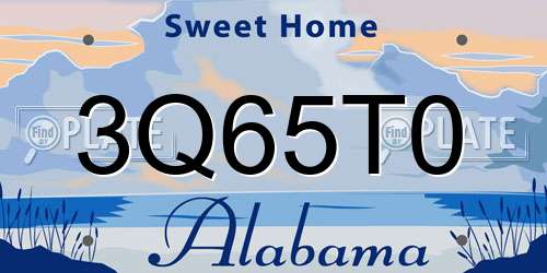 3Q65T0 Alabama License Plate