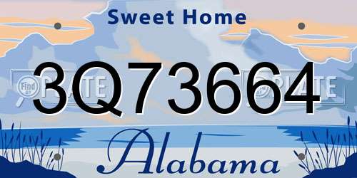 3Q73664 Alabama License Plate