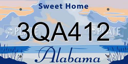3QA412 Alabama License Plate