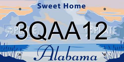 3QAA12 Alabama License Plate