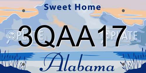 3QAA17 Alabama License Plate