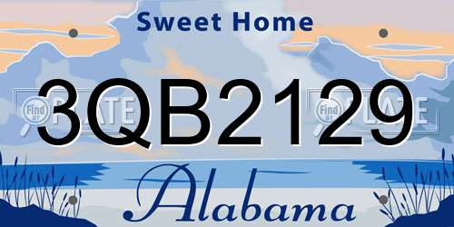 3QB2129 Alabama License Plate