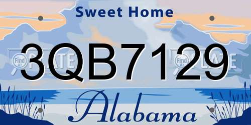 3QB7129 Alabama License Plate
