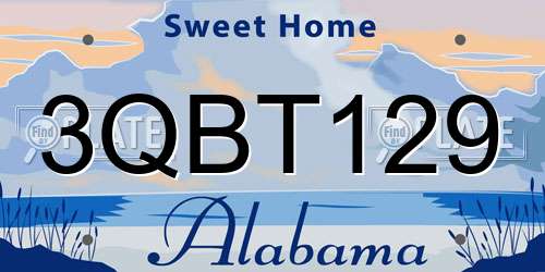 3QBT129 Alabama License Plate