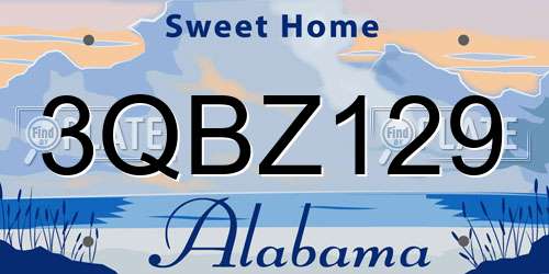 3QBZ129 Alabama License Plate