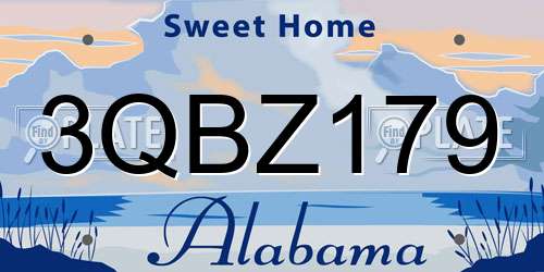 3QBZ179 Alabama License Plate