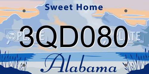3QD080 Alabama License Plate