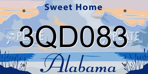 3QD083 Alabama License Plate