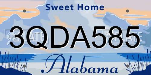 3QDA585 Alabama License Plate
