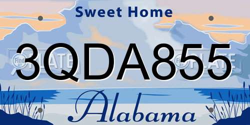 3QDA855 Alabama License Plate
