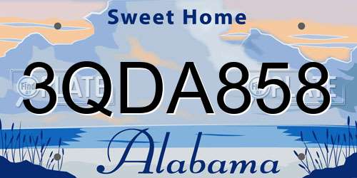 3QDA858 Alabama License Plate