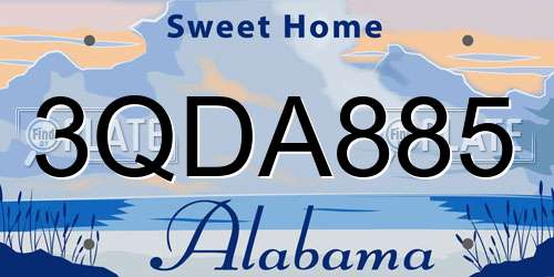 3QDA885 Alabama License Plate