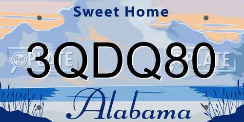 3QDQ80 Alabama License Plate