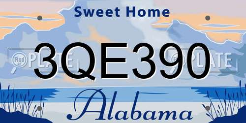 3QE390 Alabama License Plate